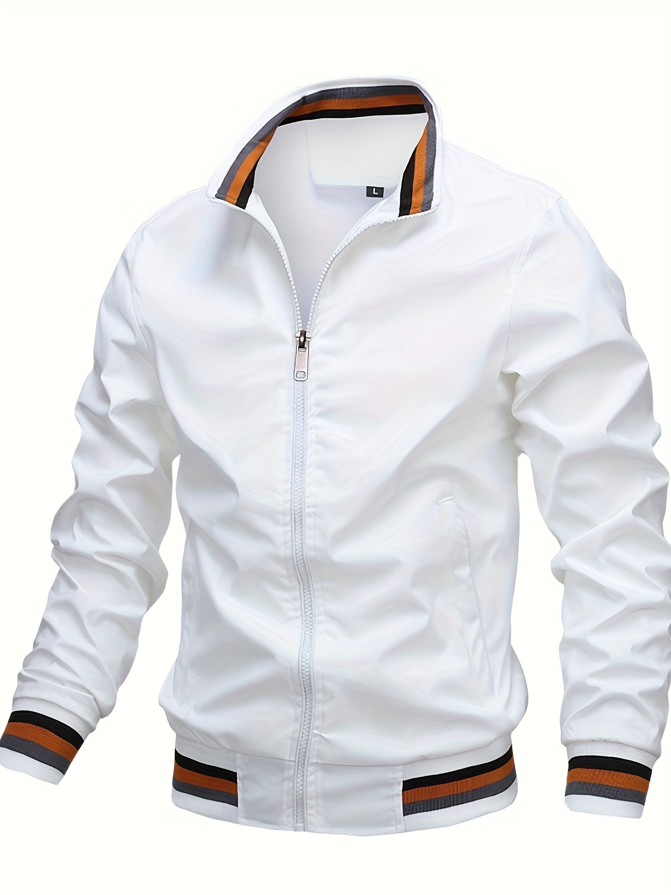 mens casual stand collar jacket coat regular hipster windbreaker for spring autumn details 3
